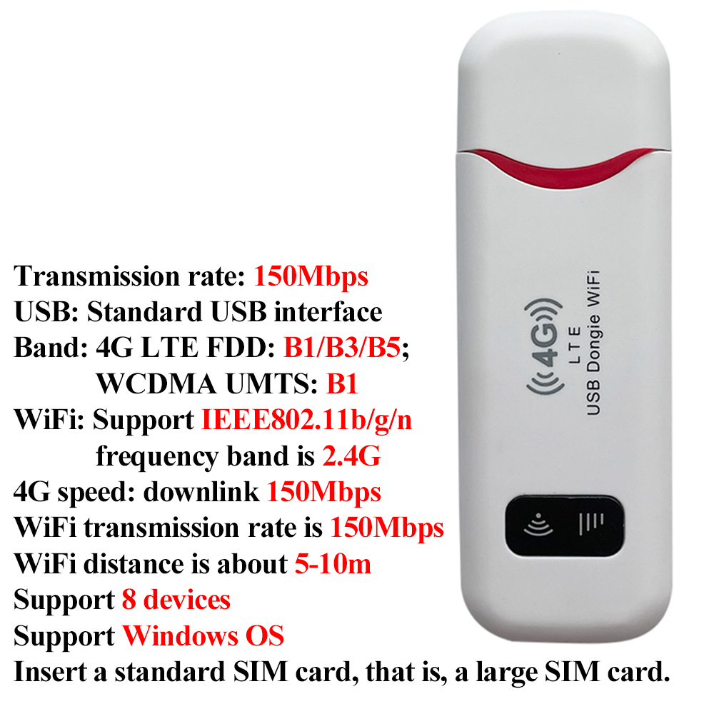 LDW931 4G LTE WiFi Router 150Mbps Wireless USB Dongle USB Modem Stick with Sim Card WiFi Adapter Portable Mobile Broadband: green