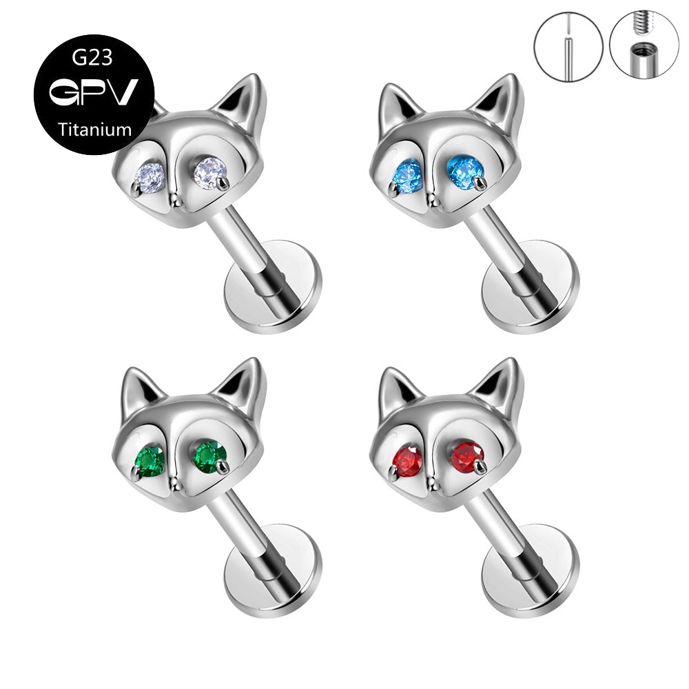 Reines Titan G23 Ohr Wirbel Nagel tränenreich kleine Fuchs Persönlichkeit Hochglänzender Ohrschirm Perforierter Schmuck Ohrnagel Earbone Nagel