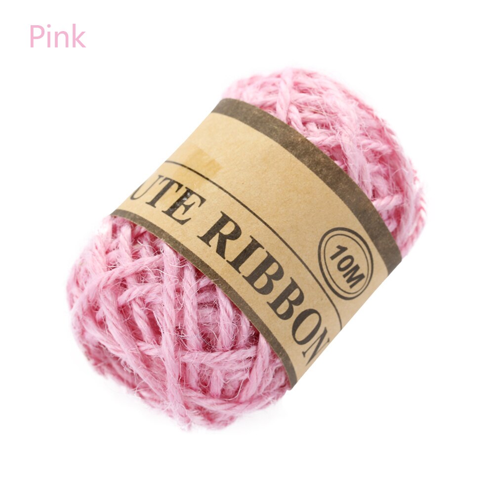 10m natuurlijke jute touw diy touw koord hennep touw 1mm rustieke verpakking touw bruiloft sticker huis textiel kleding decoratie: Roze
