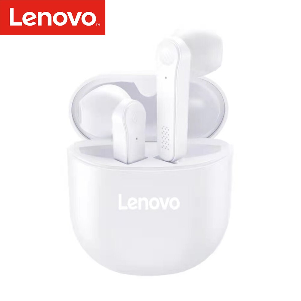 Lenovo-auriculares inalámbricos PD1 TWS BT 5,0, cascos genuinos con Control táctil, semirauditivos, binaurales tipo C con micrófono: Blanco