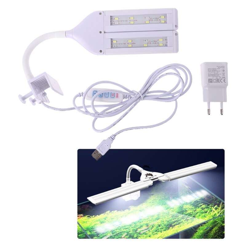 100V-240V Adjustable Fish Tank Four-Row Lights LED Aquarium Clip-on Lighting Lamp EU/US Plug
