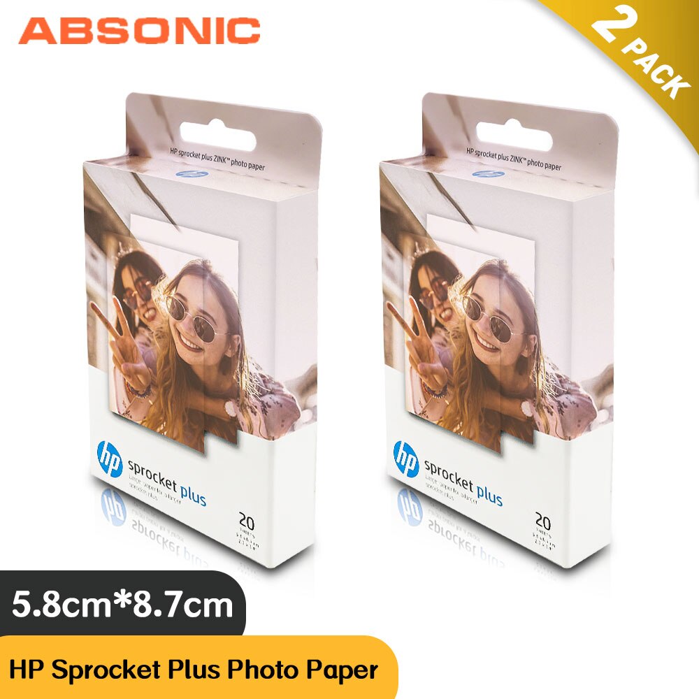 Papel fotográfico Absonic 2 Box ZINK con respaldo adhesivo Compatible con HP Sprocket Plus, impresora fotográfica de 2,3x3,4 pulgadas, papel fotográfico para impresión de teléfono