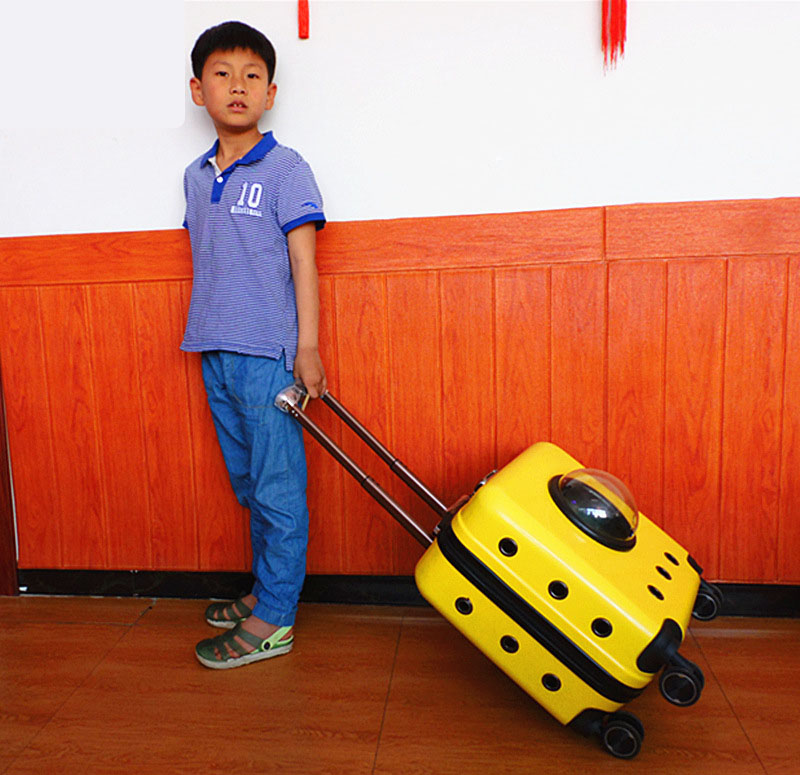 zwierzę domowe wózek Kot na wolnym powietrzu przenośny transport walizka kapsułka zwierzę domowe uniwersalny koło oddychający o dużej pojemności przewoźnik dla kota: żółty
