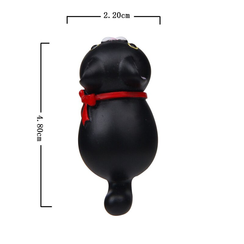 1pc 3d katt kylskåp magneter söt tecknad djur magnet kylskåp meddelande klistermärke hem kök dekor kontorstillbehör: Svart