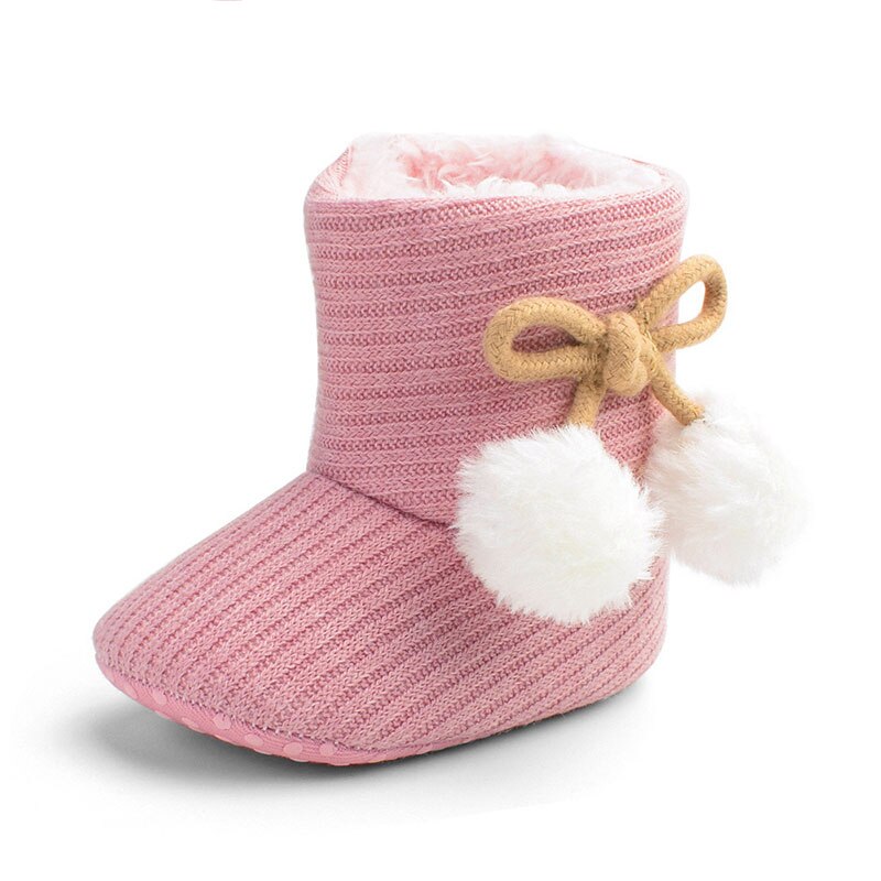 Botas abrigadas de otoño e invierno para bebé, zapatos para caminar de sólidos para bebé, botas sólidas de para niños pequeños: Pink-B