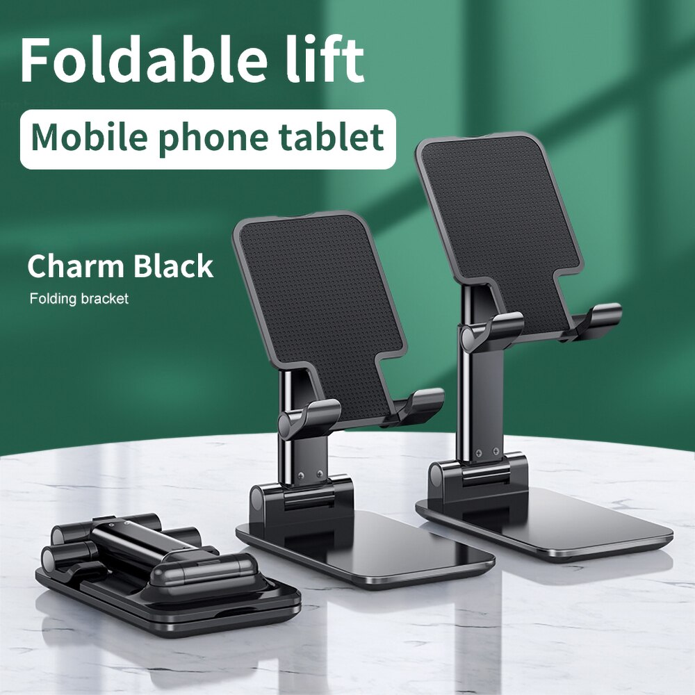Portable Folding Tablet Holder for iPad Stand Holder Phone Mini Adjustable Soporte Tablet Holder Stand for ipad 10.2/10.5 Pro 11: black