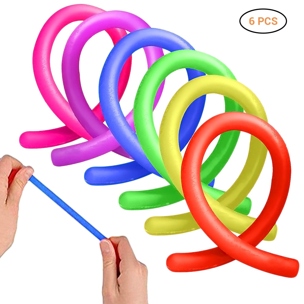 6pcs/set Sensory Reliever 1 Stretchy and x Toys years Stress Fidget String old ADD ADHD Noodle Fidget Anxiety 3 Autism Toy