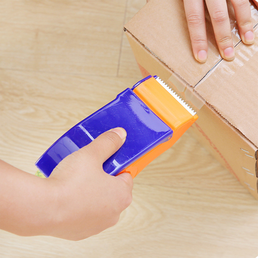 Dispensador de cinta de sellado de plástico, cortador de cinta de rodillo de 48mm de ancho, soporte de cinta de embalaje, herramientas de embalaje prácticas, 1 ud.