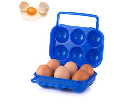 Caja de almacenamiento portátil, contenedor de plástico para acampar al aire libre, senderismo, Picnic, cocina, conveniente, dos huevos,: 6 Egg Blue