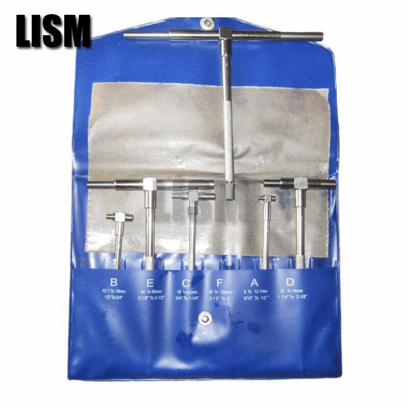 6pcs/set Telescopic Gauge 8-150mm Adjustable Inner Diameter Gauge Carbon Steel Micrometer Measuring Tool