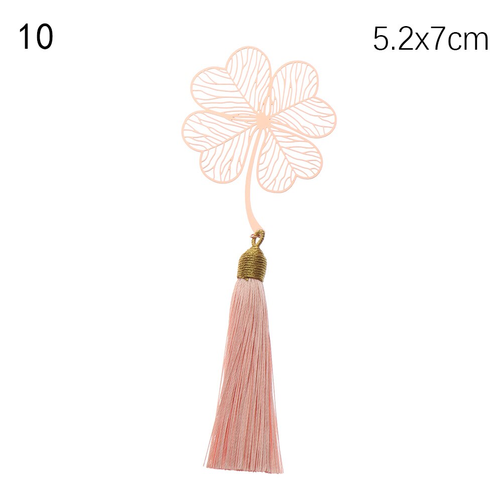 Metalowe zakładki kwiaty liść żyły Hollow Maple Apricot frędzlami z pomponem czytanie Mark klips do książek dla papiernicze artykuły szkolne: Type 10 no box