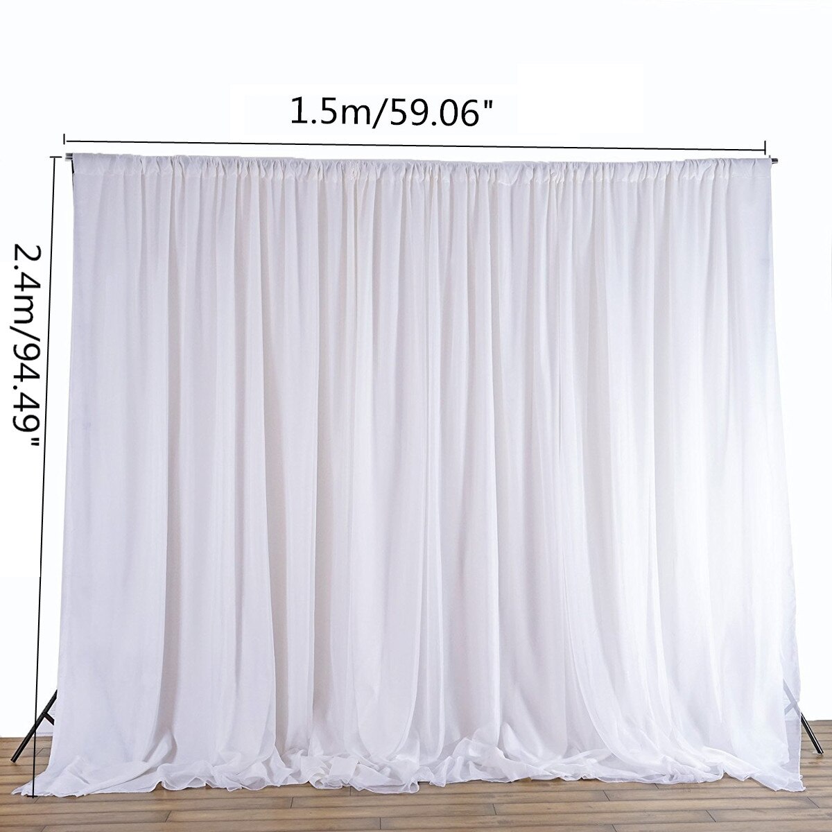 White Sheer Silk Cloth Drapes Panels Hanging Curtains Photo Backdrop Wedding Party Events DIY Decoration Textiles 2.4x1.5M: Default Title