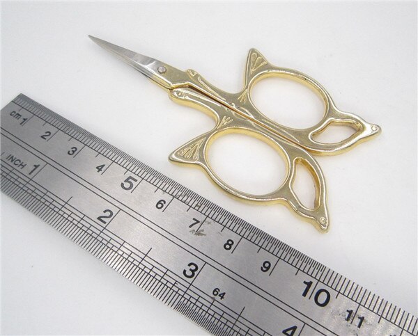 Vlinder kruissteek Retro Vintage Antieke Fijne Naaien Tailor cut trim shear handwerken scissor handwerk DIY Stof: Gold