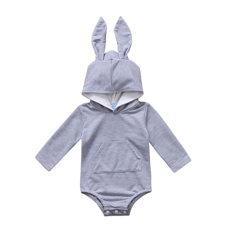 Toddler Lovely Newborn Kids Baby Girl Boys Solid Color Hooded Long Sleeve Bodysuit Warm Cotton Cute Adorable Outfits Clothing