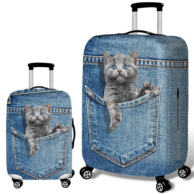 TLDGAGAS Stretch Fabric Cute Cat Luggage Protective Cover Suit 18-32 Inch Trolley Suitcase Case Covers Travel Accessories: D / M