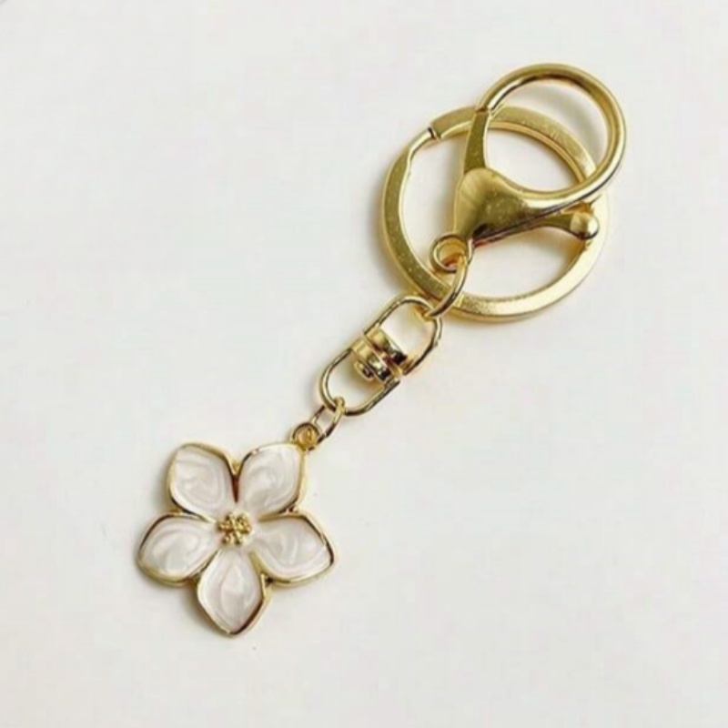 White Pear Blossom Keychain Cute Accessories Keychain Couple Matching Keyrings Pendant Items For Boutique: L / black