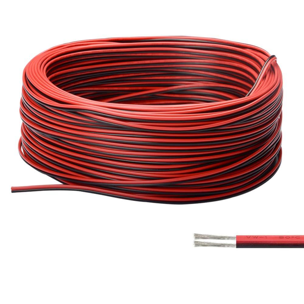 Cable eléctrico de 2 pines 22 awg, cable de cobre rojo y negro de 12v, extensión flexible de 5m, 10m, 100m, cable de soldadura para lámpara en cinta led