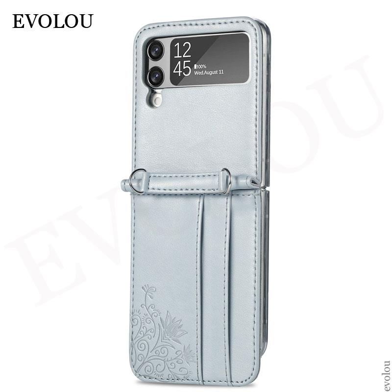 Crossbody Leder Halsband Tas für Samsung Galaxis Z kippen 3 5G - Brieftasche Kartenhalter Hülle: Für sm -f711b / Grau