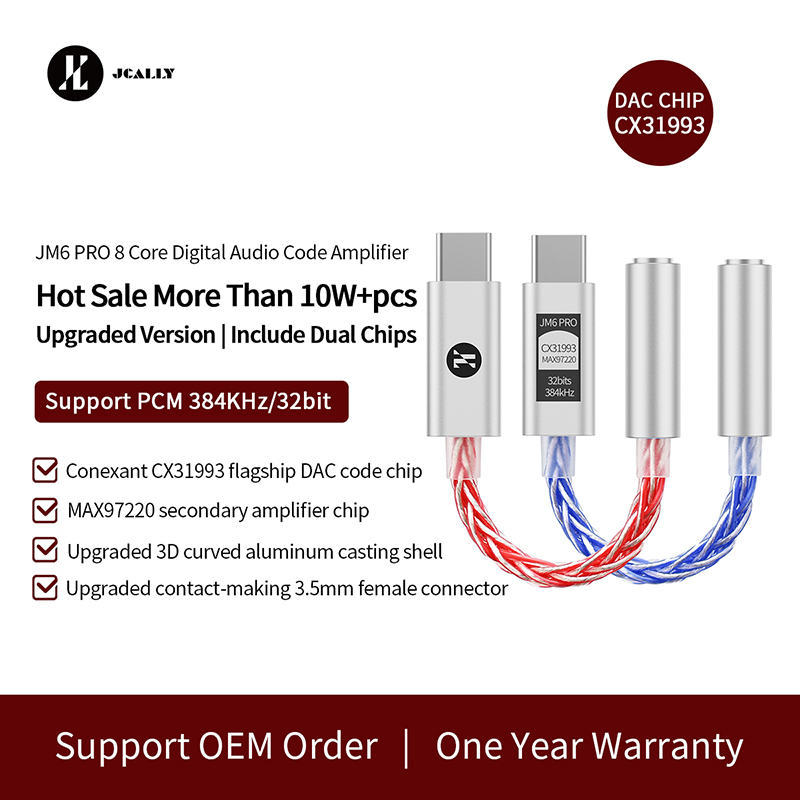 JCALLY JM6 Pro Type-C to 3.5mm CX31993 digital audio portable decoding amp Hifi DAC mobile headset USB