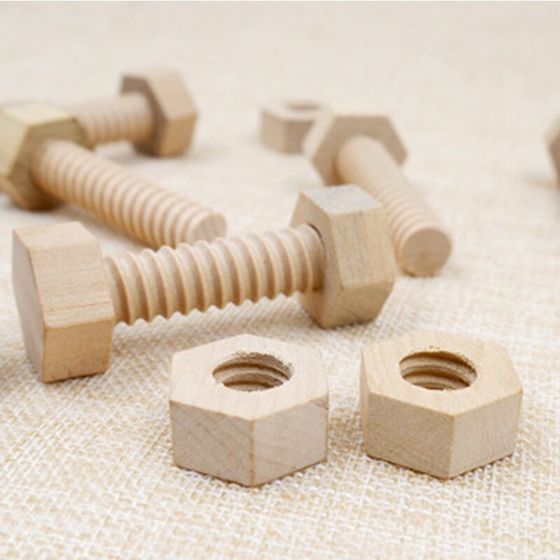 Educational Screw Nut Assembling Wooden Baby Toys Early Education Solid Wood Screw Nut Hands-On Teaching Aid Toys for Children