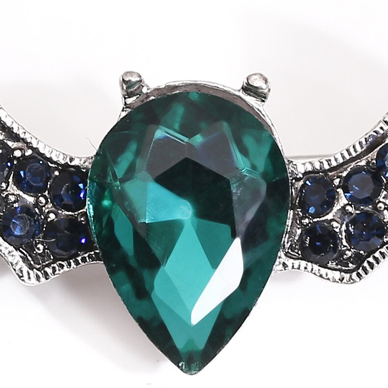 KingDeng Brooches for Women Unisex Brooch Bat Personality Glass Pins Green Zinc Alloy Vintage Men Jewelry Temperament
