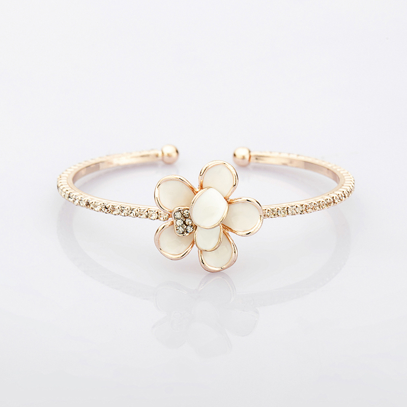 Trendy dame / pigesrose guldfarve klare østrigske krystal twist armbånd & armbånd smykker
