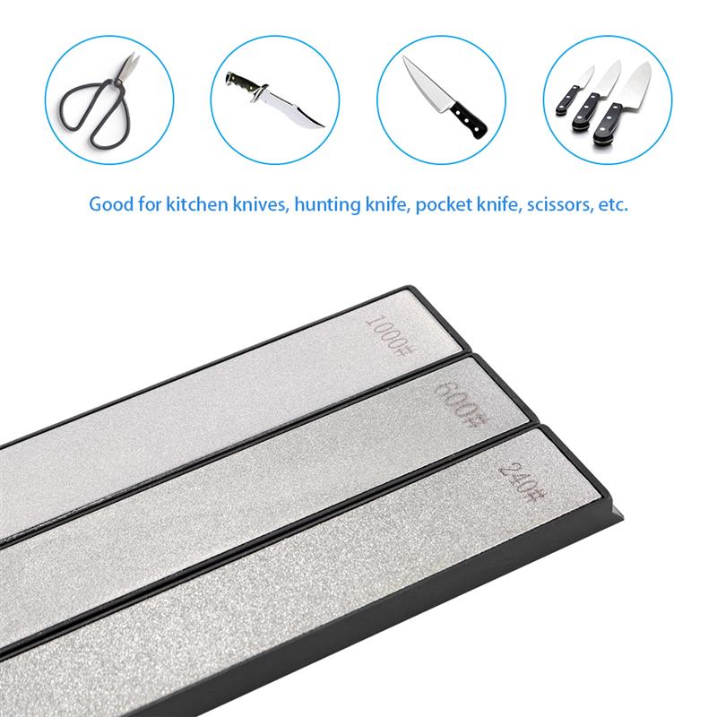 240 600 1000 3 pçs/set grit diamante faca sharpener ângulo de afiação pedra amolar profissional faca sharpener ferramenta barra