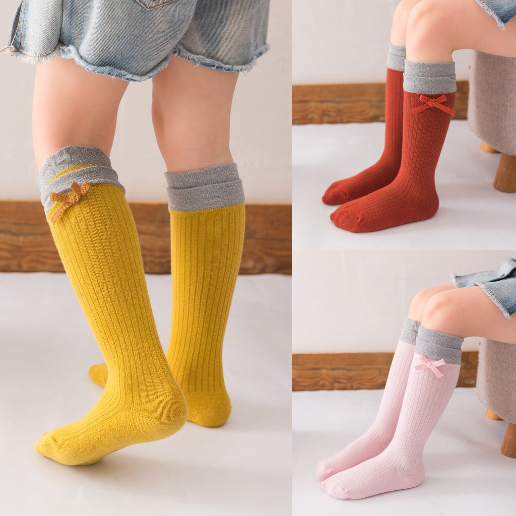 Kind Socken Kinder Kleinkind Baby Mädchen Jungen Solide Anti-Slip Gestrickt Lange Socken Knie Socken Winter Herbst Baumwolle socken M810 #