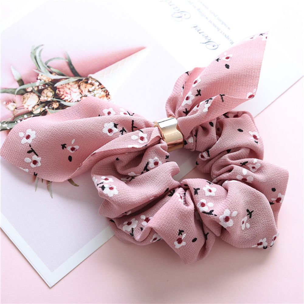 Kvinnor håraccessoarer hår scrunchie rosetter hästsvanshållare hårband godis färg rosett knut scrunchy flickor hårslipsar: Ljusrosa tryck