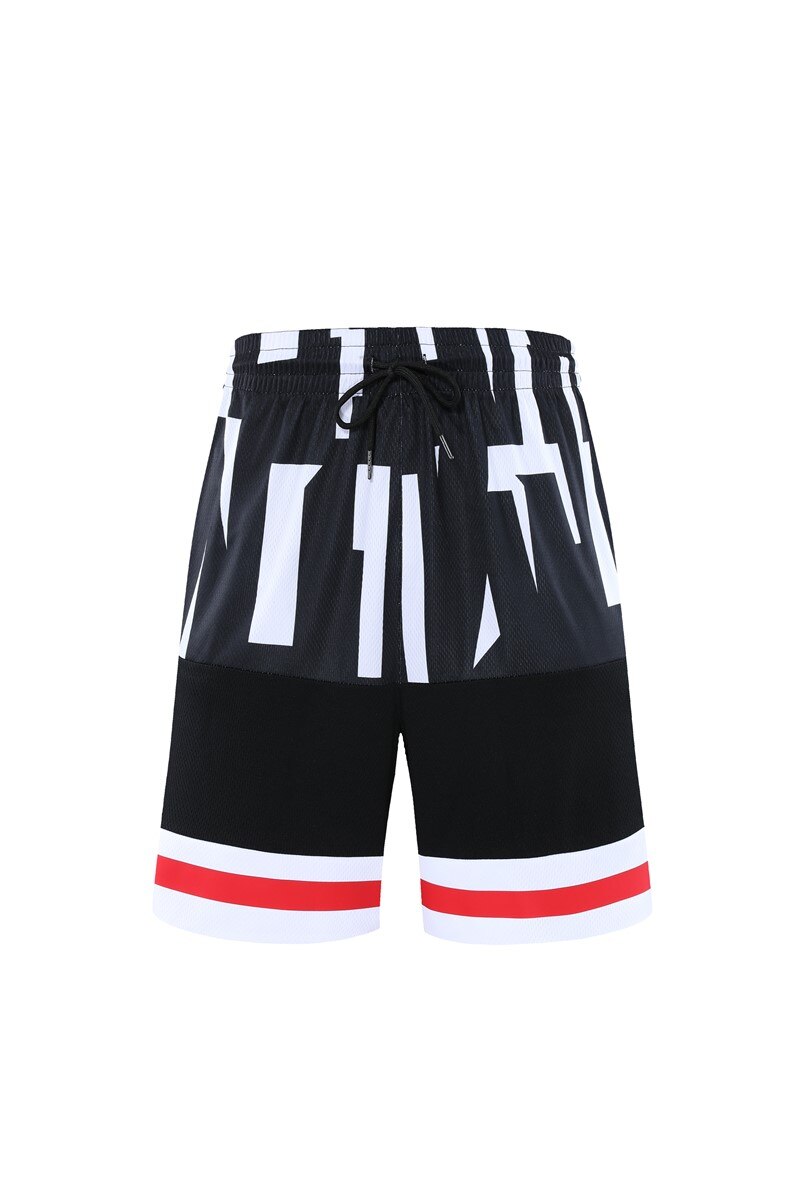 HOWE AO Summer Casual Shorts Men Striped Men's Sportswear Short Sweatpants Jogger Breathable Man Short Trousers: Black / XL