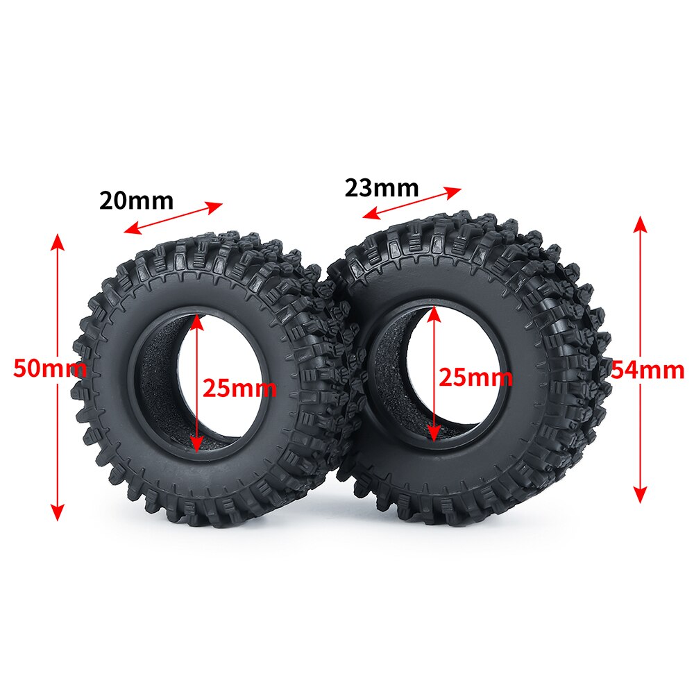 YEAHRUN 4PCS 1.0" Miękkie gumowe opony do wszystkich terenów 50 * 20 / 54 * 23 mm do 1/24 RC Crawler Car Axial SCX24 1/18 TRX4M Upgrade Tyres
