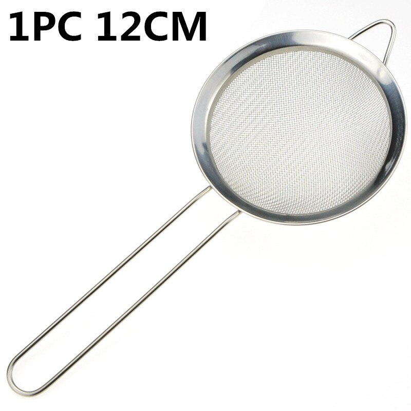 Stainless Steel Fine Wire Colander Long Handle Kitchen Flour Mesh Sieve Sturdy Oil Strainer Sifter: 12CM