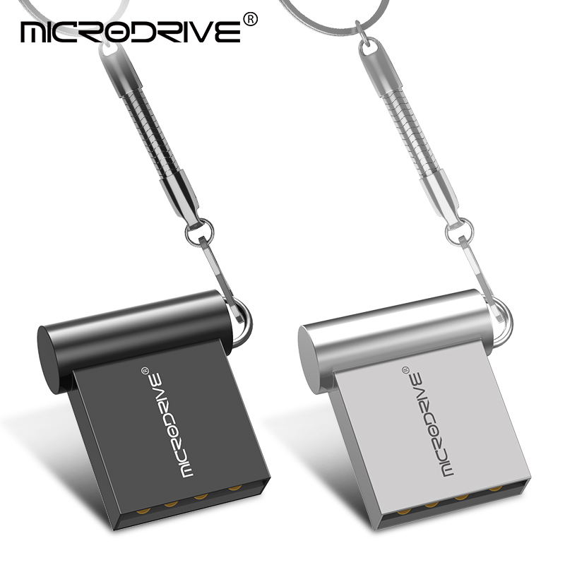 Super Mini Metalen USB Flash Drive 4GB 8GB 16GB 32GB 64GB 128GB 256GB 512GB Pen Memory Stick U Disk USB2.0 met Sleutelhanger Pendrive