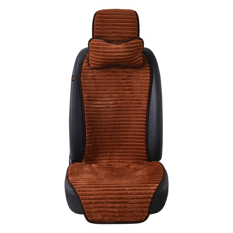 AUTOYOUTH-Funda de asiento de coche de terciopelo Nano para invierno, con reposacabezas, 5 colores, Universal, Protector de cojín, estilo de coche: Coffee