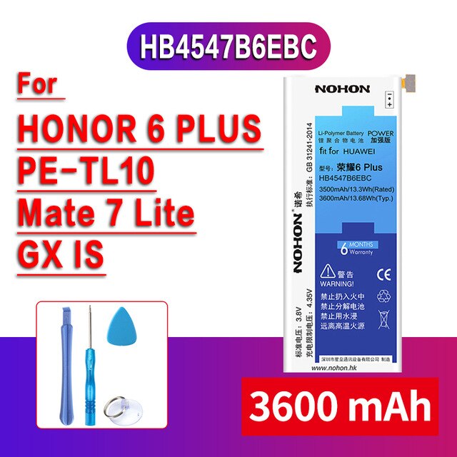 Batería Original para Huawei P9 G9 P8 Lite P10 Honor 10 9 8 7X 7 6X 6 Plus 5X 4X V10 Play Nova 3 Mate 7 8 9 S, batería de reemplazo: Honor 6 Plus