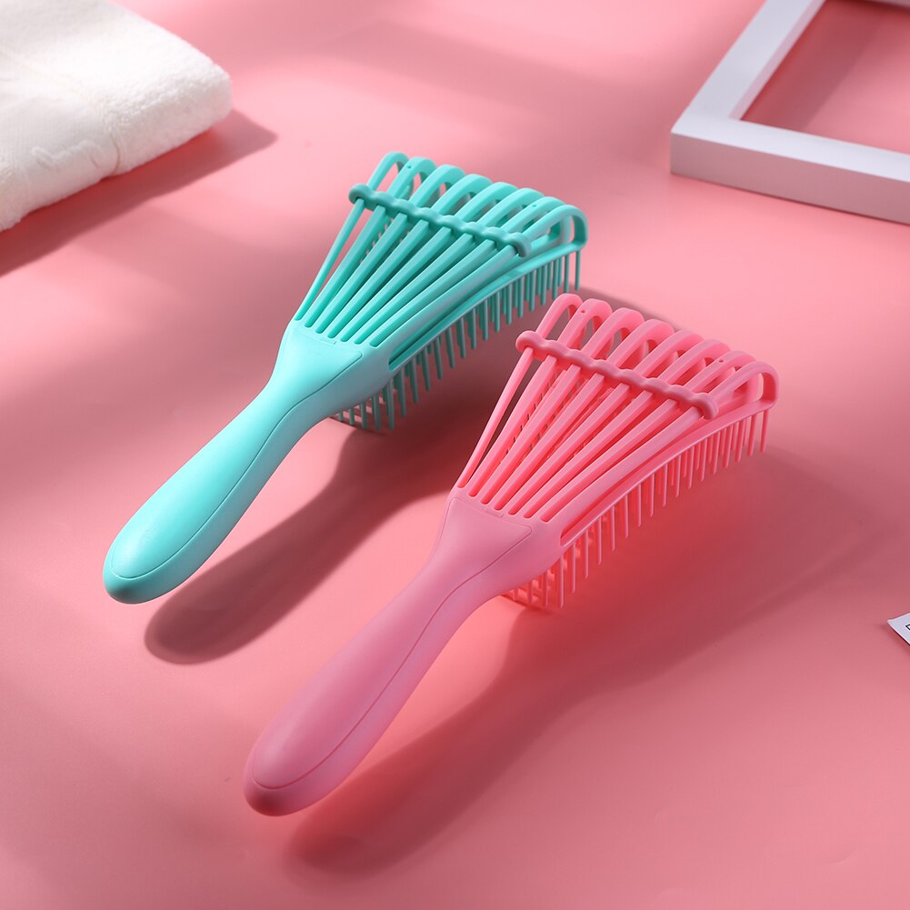 Vrouwen Haar Hoofdhuid Massage Kam Rubber Handvat Nat Krullend Haarborstel Salon Kappers Styling Tools