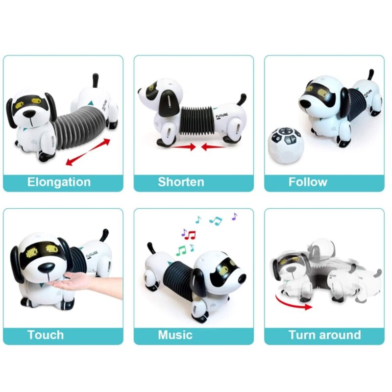 D55E Remote Control Dachshund Dog RC Robotic Stunt Puppy Toys Electronic Pet Following Programmable Robot