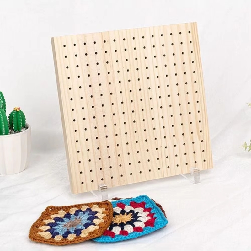 DIY Crochet Blocking Boards Square Wooden Knitting Board with Stainless Steel Rod Weave Accessory Knitting Blocking Mat