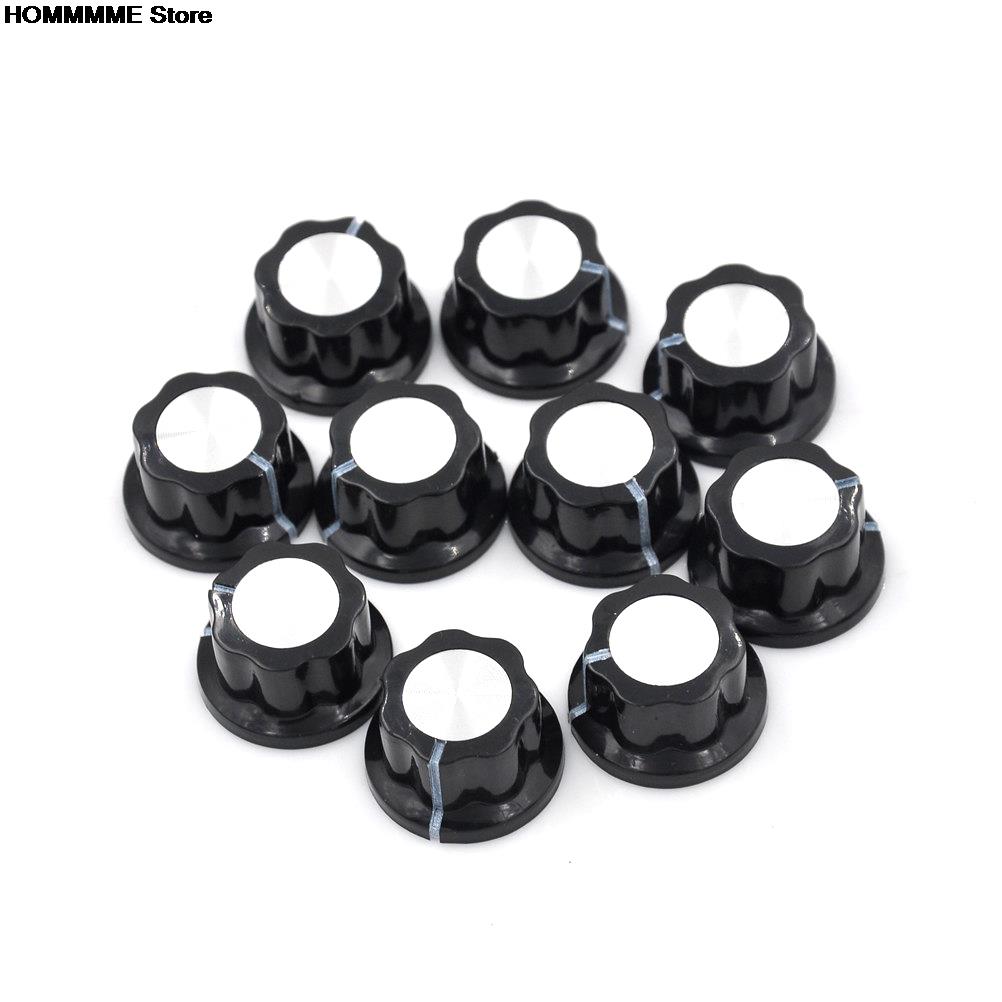 Bouton de potentiomètre à capuchon rotatif, 10 pièces/paquet, MF-A01 A01, potentiomètre en bakélite, matériau plastique métal noir