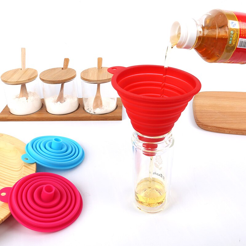 1pcs Mini Foldable Funnel Silicone Collapsible Funnel Folding Portable Funnels Be Hung Household Liquid Dispensing Kitchen Tools