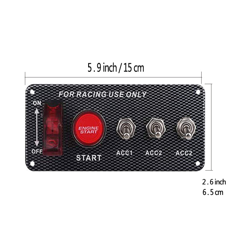 12V LED Ignition Switch Panel for Racing Car Engine Start Push Button LED Toggle Switch Carbon Fiber QT313