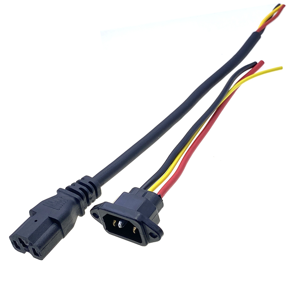 E-bike Battery Charging Plug Three Vertical Charging Socket with Cable Wire Connector for Electric Vehicle 72V 10A Connector