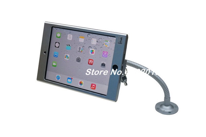 tablet pc display flexible gooseneck wall mount holder stand for iPad mini1 2 3 security safe locked metal box support arm