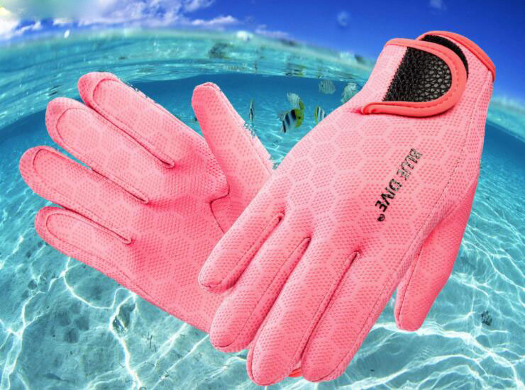 1.5MM blue diving gloves neoprene swimming diving gloves neoprene glove with the magic stick for winter swimming warm,anti-slip