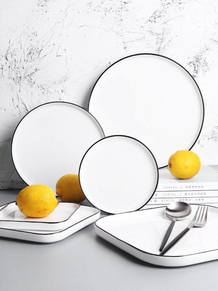 Plaat Nordic Stijl Keramische Diner Plaat Huishouden Steak Creatieve Effen Kleur Plaat