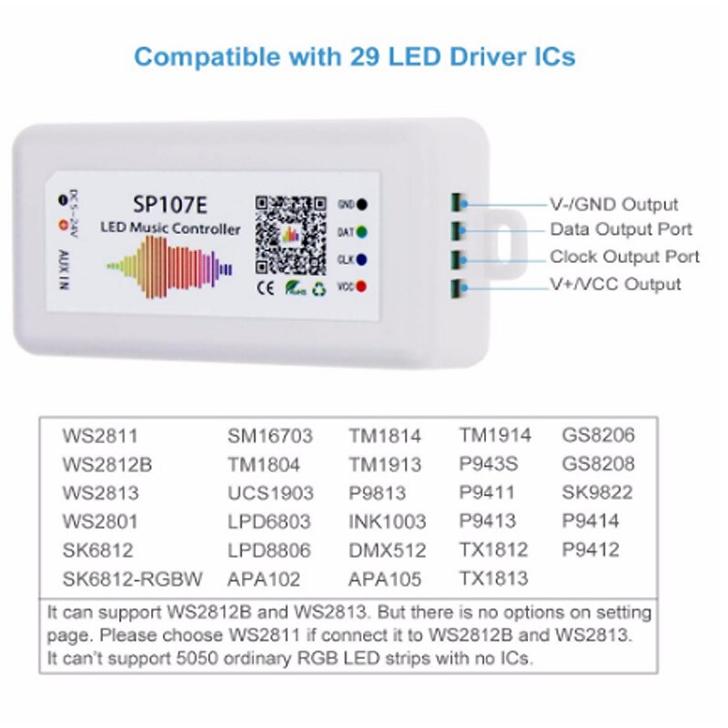 sp601 5-24v Symphony of Lights with RF WIFI Bluetooth Atmosphere controller for WS2801 WS2811 WS2812B SK6812 ws2815 LED strip