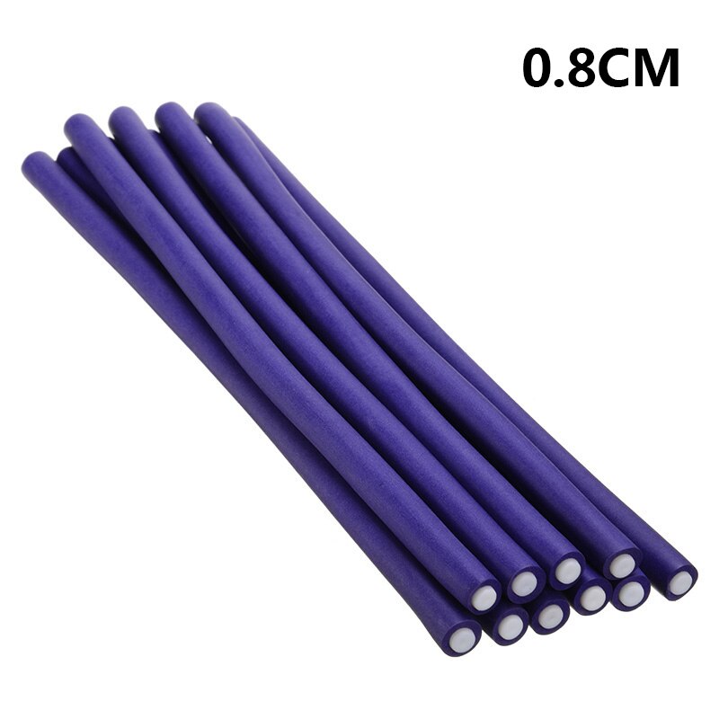 10pcs Foam DIY Styling Hair Rollers 24cm Flexible Curler Bendy Spiral Twistting Curls Tool For Wet Dry Hair Curling Random Color: 0point8cm