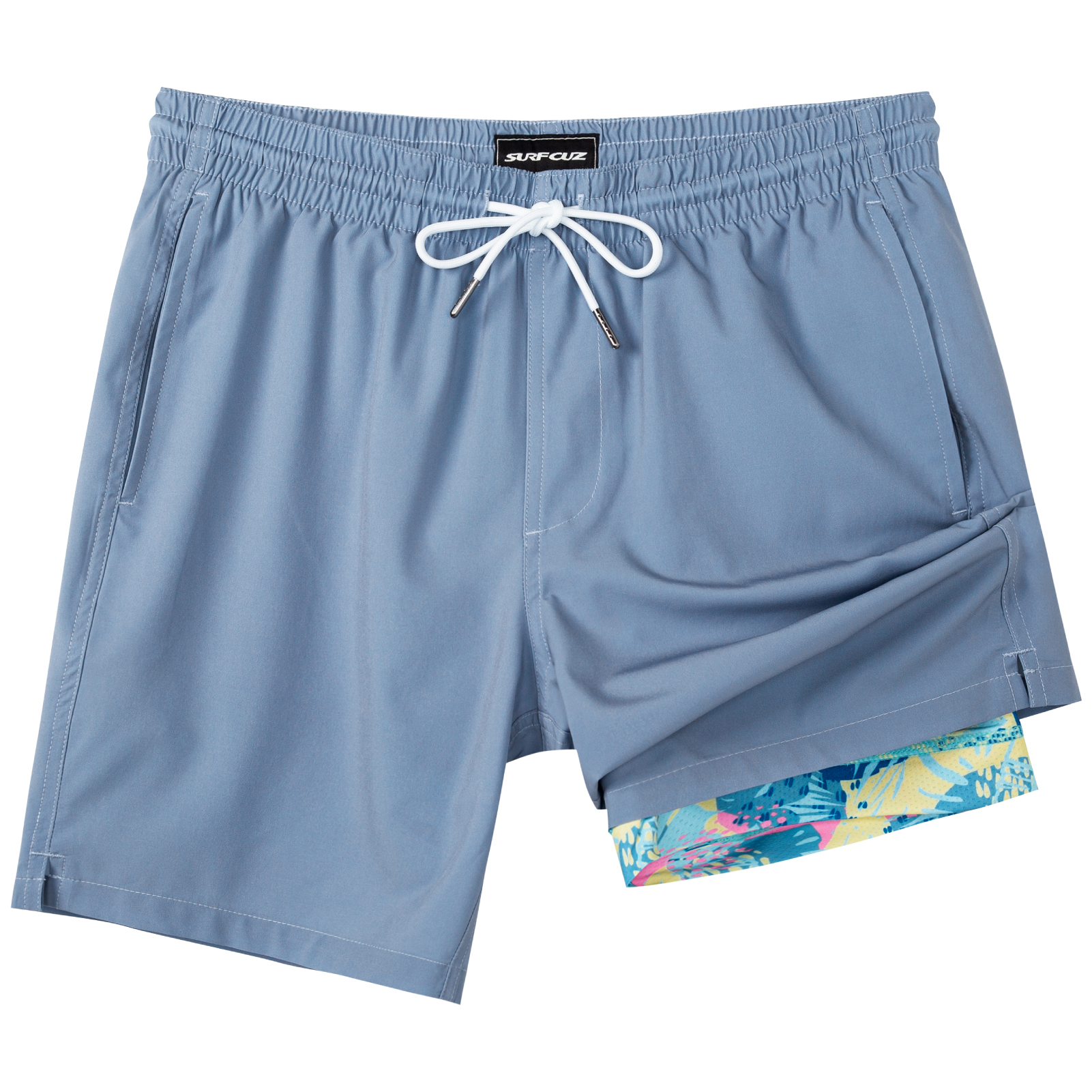 SURF CUZ Mens Swim Trunks with Compression Liner Quick Dry Swim Shorts 7" Swimming Trunks Stretch Bathing Suit Boardshorts