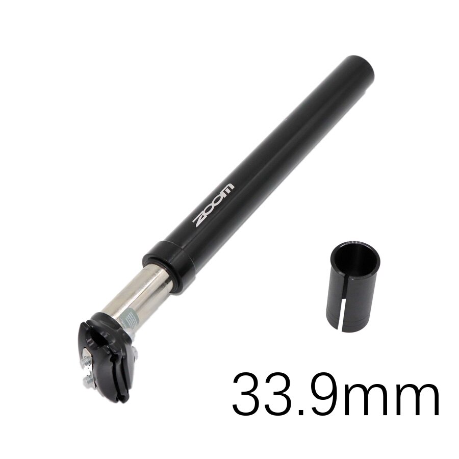 ZOOM-Suspensión tija de sillín para bicicleta, amortiguador para silla de bicicleta con suspensión, perfecto para bici de montaña, Alu MTB, 25,4, 27,2, 28,6, 30,1, 30,4, 30,9 y 31,6: 33.9 black