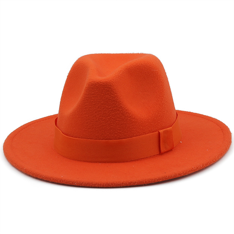 7CM Wide Brim Women Felt Fedora Hats With Bee Ribbon Autumn Winter Wedding Party Trilby Hat Men Gentleman Jazz Hats 54-58CM